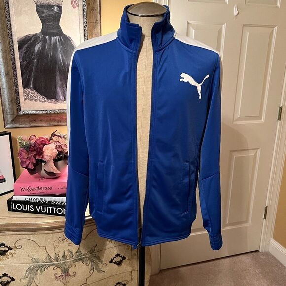 Men's PUMA Contrast Track Jacket Size SMALL Royal Blue & White NWOT - Picture 2 of 3